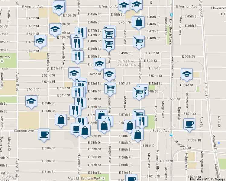 map of restaurants, bars, coffee shops, grocery stores, and more near 5325 Latham Street in Los Angeles