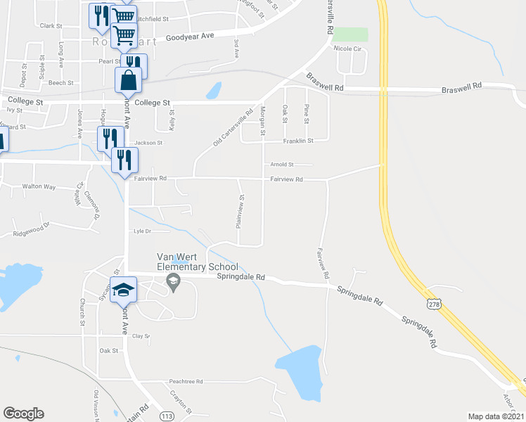 map of restaurants, bars, coffee shops, grocery stores, and more near 365 Sherwood-Morgan Dr in Rockmart
