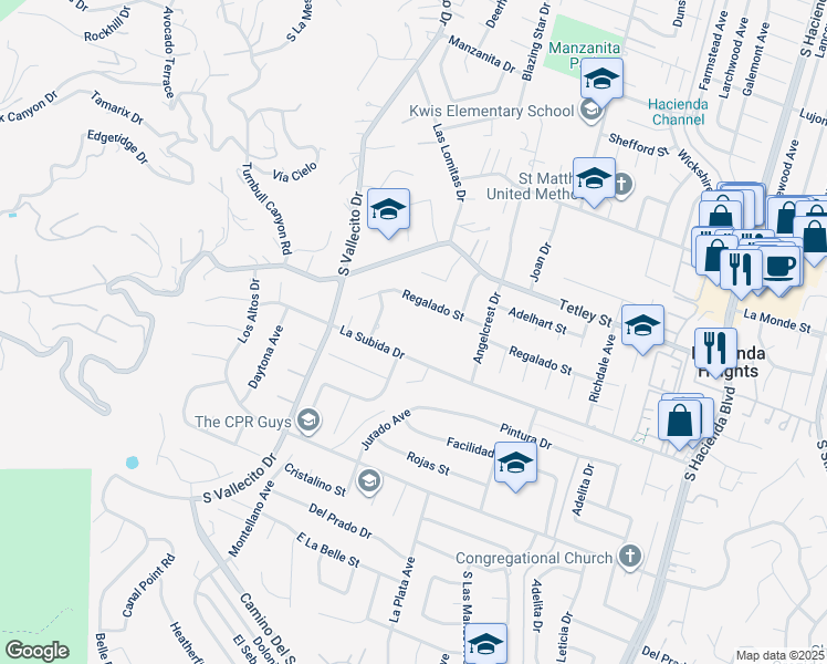map of restaurants, bars, coffee shops, grocery stores, and more near in City of Industry