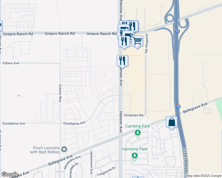 map of restaurants, bars, coffee shops, grocery stores, and more near 4191- East Malagon Privado in Ontario