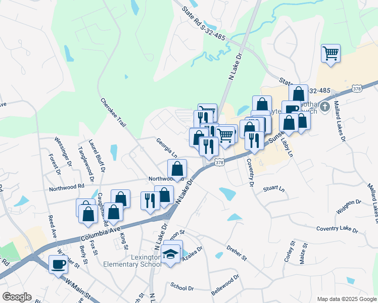 map of restaurants, bars, coffee shops, grocery stores, and more near 114 Hamilton St in Lexington