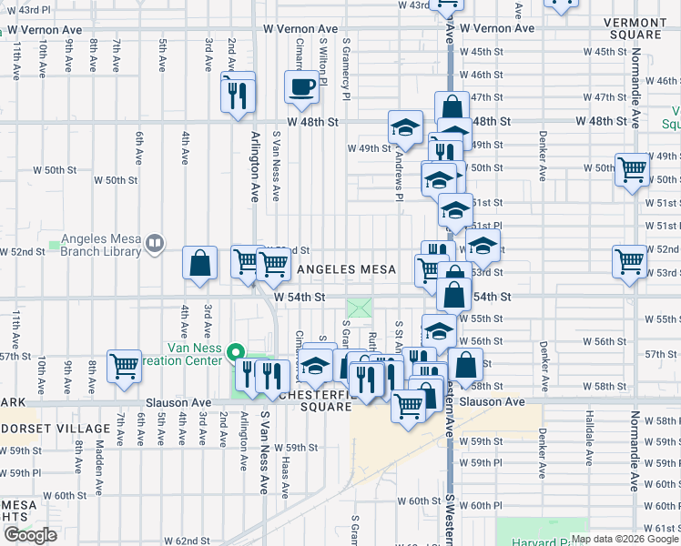 map of restaurants, bars, coffee shops, grocery stores, and more near in Los Angeles