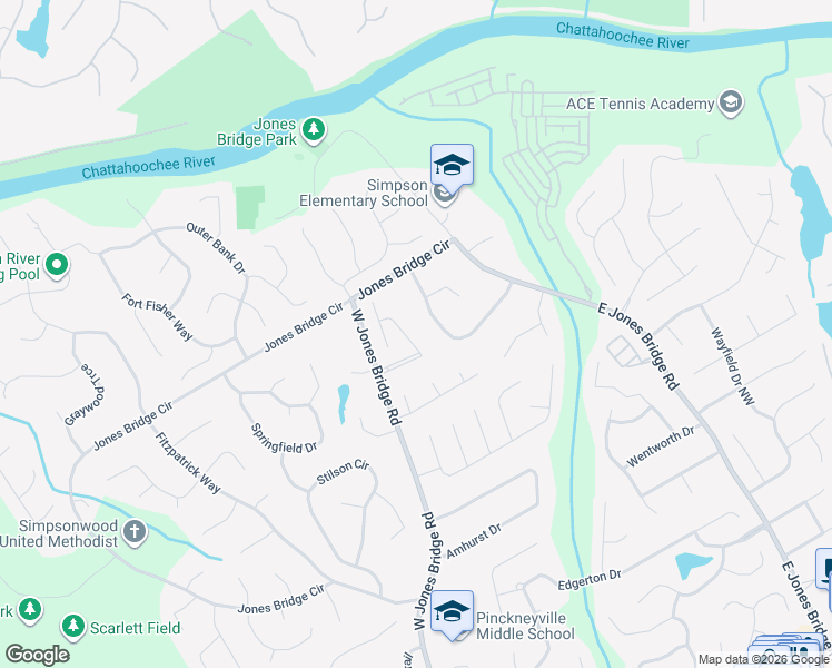 map of restaurants, bars, coffee shops, grocery stores, and more near 5278 Broadwood Avenue in Norcross