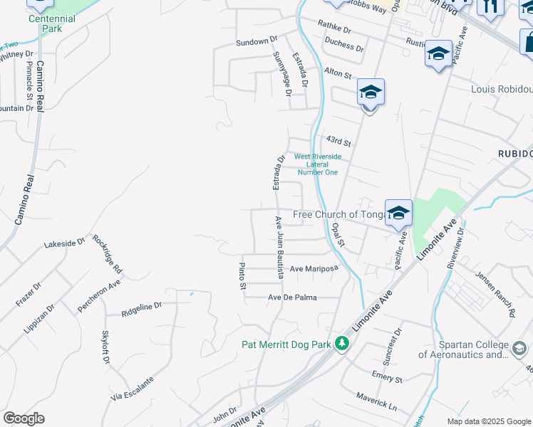 map of restaurants, bars, coffee shops, grocery stores, and more near 6649 45th Street in Riverside