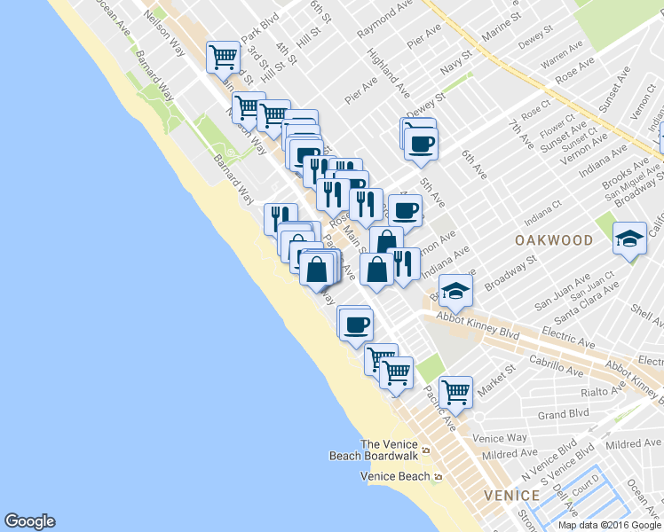 map of restaurants, bars, coffee shops, grocery stores, and more near 45 Paloma Avenue in Los Angeles