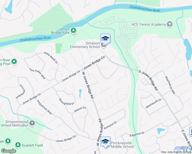 map of restaurants, bars, coffee shops, grocery stores, and more near 5278 Broadwood Avenue in Norcross