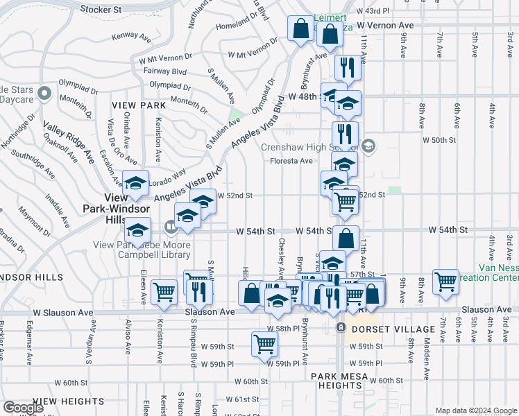 map of restaurants, bars, coffee shops, grocery stores, and more near 5319 West Boulevard in Los Angeles