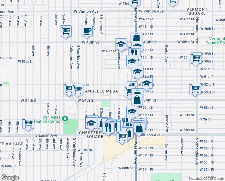 map of restaurants, bars, coffee shops, grocery stores, and more near 5224 Ruthelen Street in Los Angeles