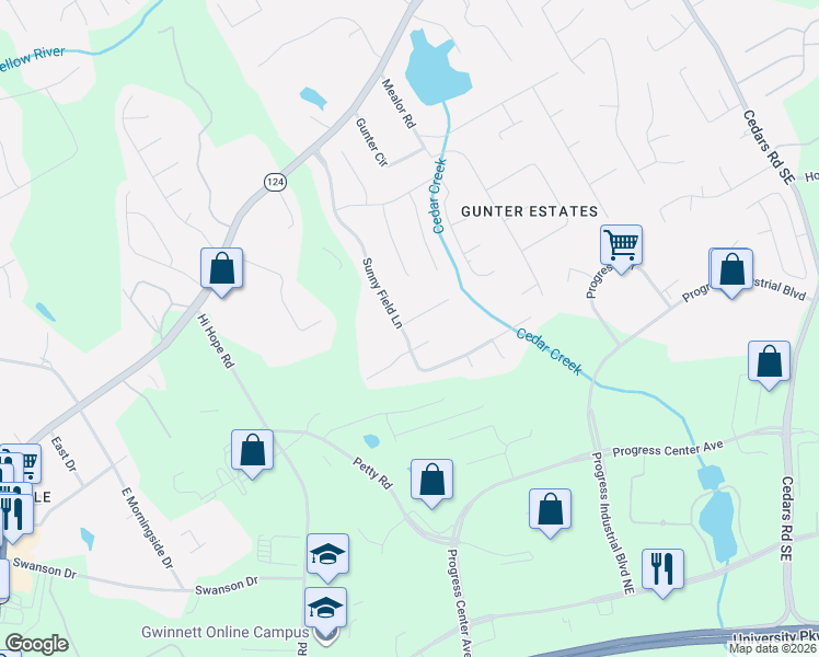 map of restaurants, bars, coffee shops, grocery stores, and more near 901 Sunhill Court Northeast in Lawrenceville