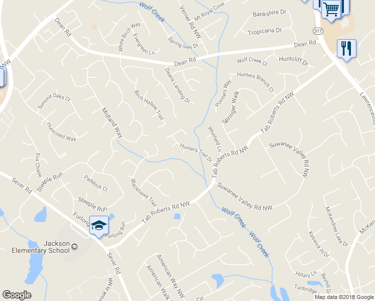 map of restaurants, bars, coffee shops, grocery stores, and more near 996 Wolf Run Court in Lawrenceville