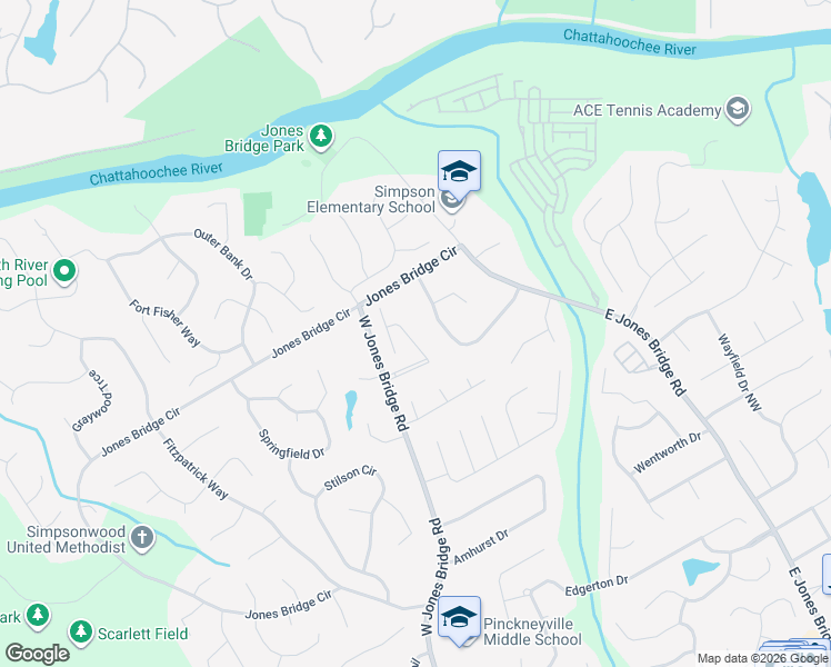 map of restaurants, bars, coffee shops, grocery stores, and more near 5268 Broadwood Avenue in Norcross