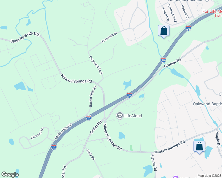 map of restaurants, bars, coffee shops, grocery stores, and more near 2815 Mineral Springs Road in Lexington