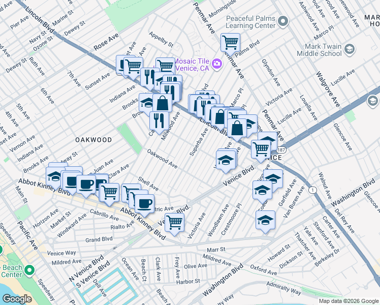 map of restaurants, bars, coffee shops, grocery stores, and more near 840 Nowita Place in Los Angeles