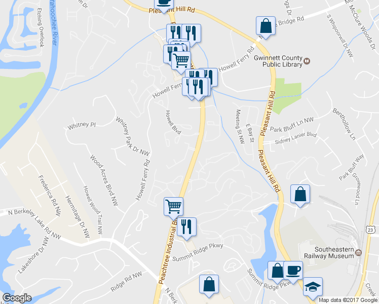 map of restaurants, bars, coffee shops, grocery stores, and more near 3732 Berkeley Crossing in Duluth