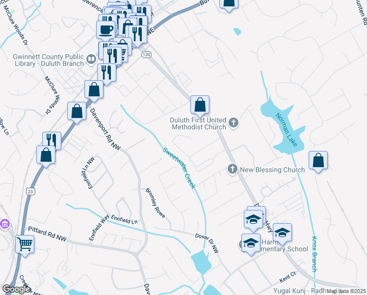 map of restaurants, bars, coffee shops, grocery stores, and more near 3191 Governors Court in Duluth