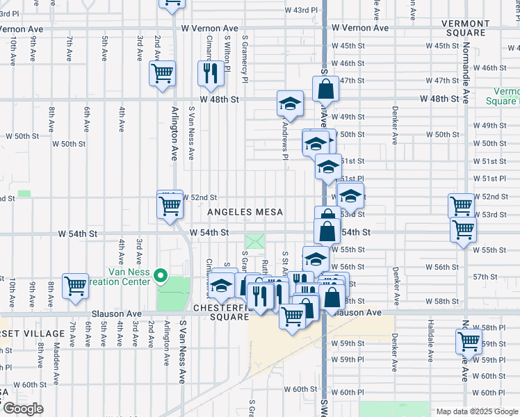 map of restaurants, bars, coffee shops, grocery stores, and more near 5219 Ruthelen Street in Los Angeles