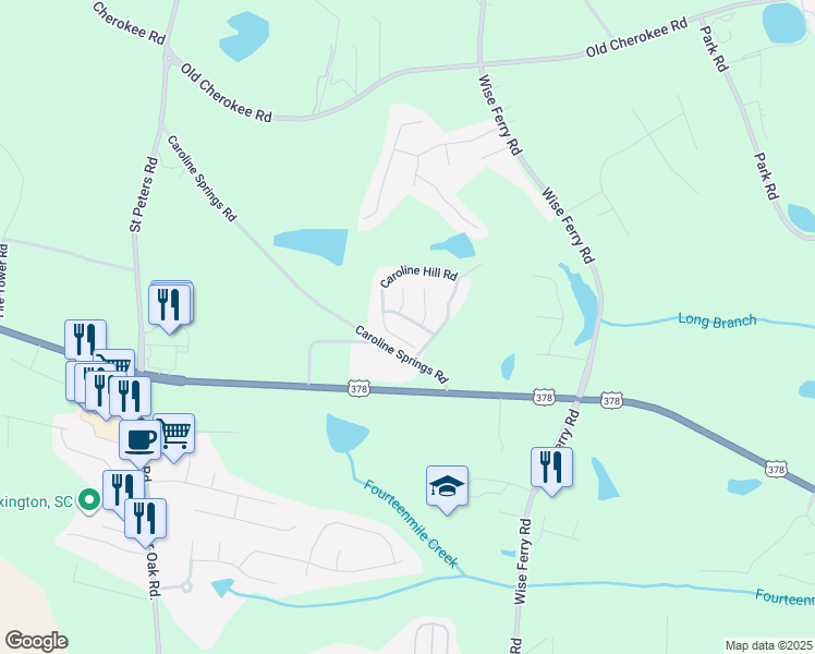 map of restaurants, bars, coffee shops, grocery stores, and more near 125 Wild Spring Road in Lexington