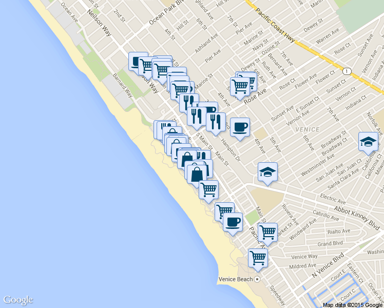 map of restaurants, bars, coffee shops, grocery stores, and more near 30 Dudley Avenue in Los Angeles