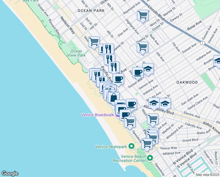 map of restaurants, bars, coffee shops, grocery stores, and more near 38 Dudley Avenue in Los Angeles