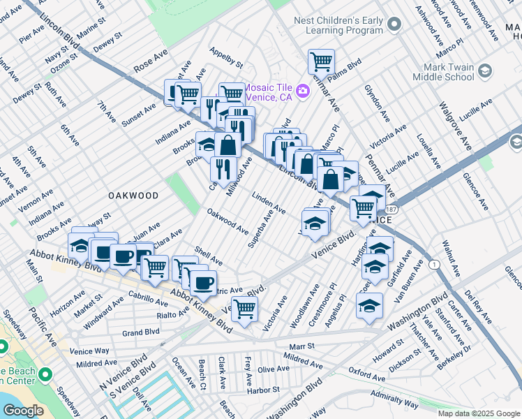 map of restaurants, bars, coffee shops, grocery stores, and more near 840 Nowita Place in Los Angeles