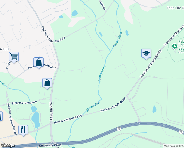 map of restaurants, bars, coffee shops, grocery stores, and more near 1425 Progress Industrial Boulevard in Lawrenceville