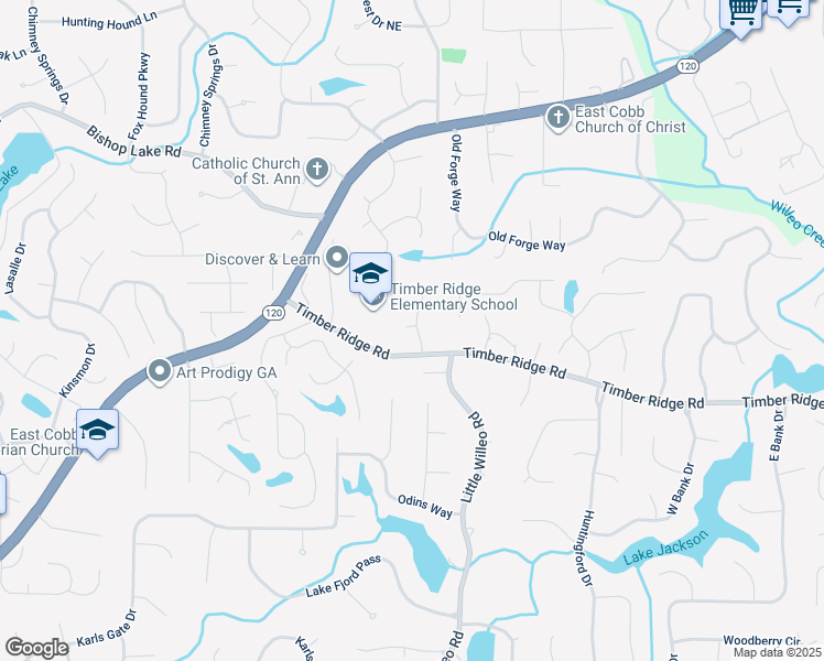 map of restaurants, bars, coffee shops, grocery stores, and more near 1901 Shelburne Cove Northeast in Marietta