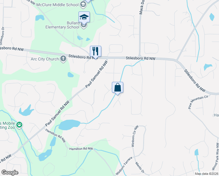 map of restaurants, bars, coffee shops, grocery stores, and more near 3523 Sir Johns Court Northwest in Kennesaw