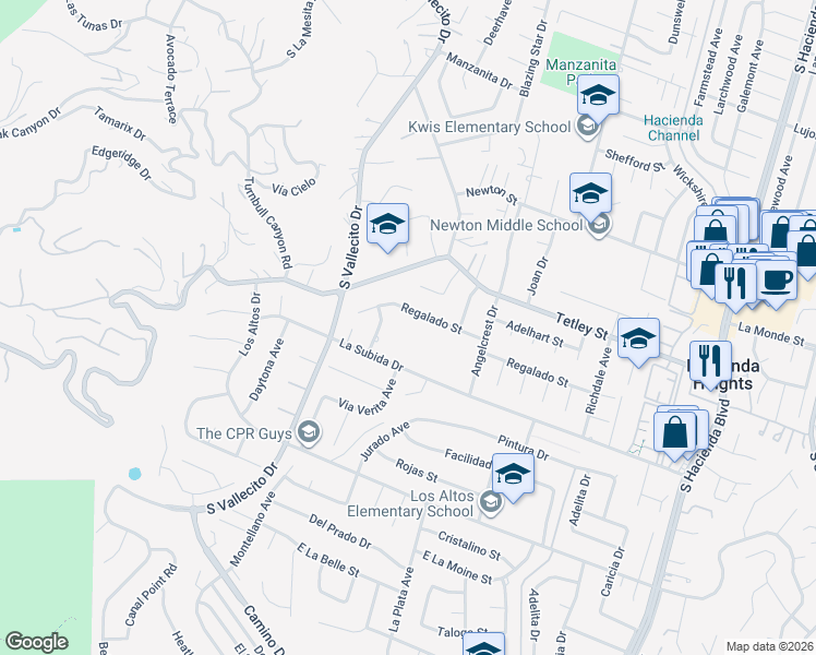 map of restaurants, bars, coffee shops, grocery stores, and more near in City of Industry
