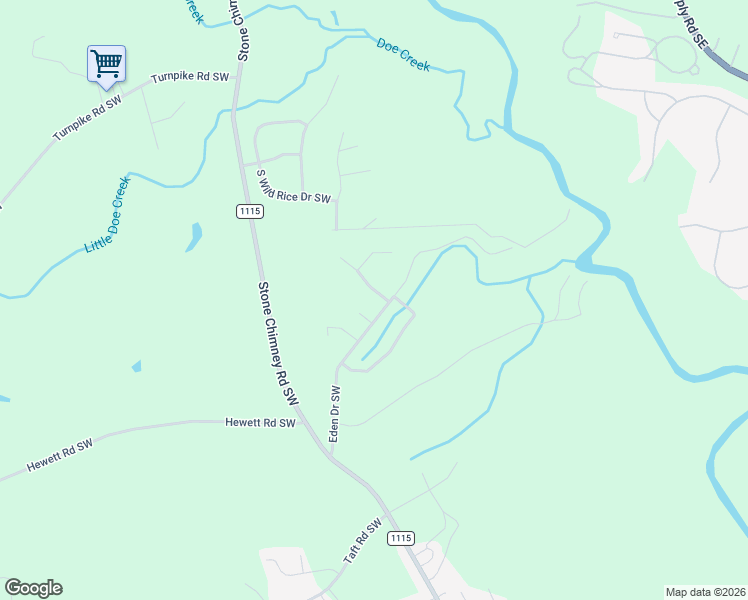 map of restaurants, bars, coffee shops, grocery stores, and more near 624-628 Eden Drive Southwest in Brunswick