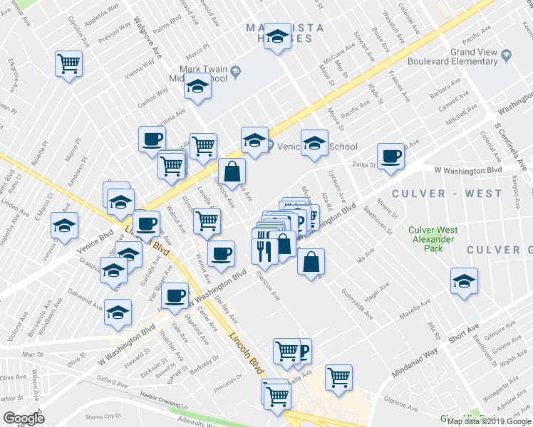 map of restaurants, bars, coffee shops, grocery stores, and more near 13324 Zanja Street in Los Angeles