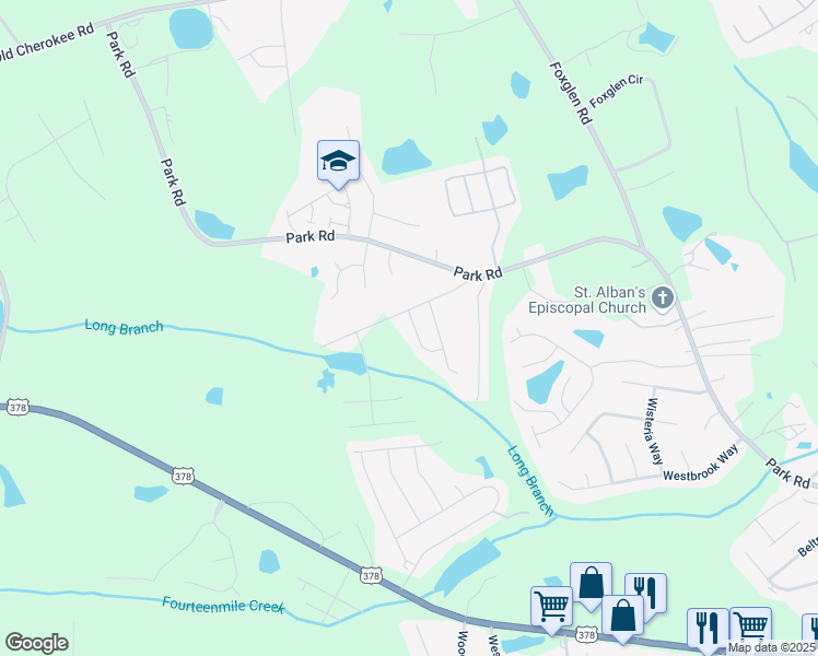 map of restaurants, bars, coffee shops, grocery stores, and more near 116 Misty Dew Lane in Lexington
