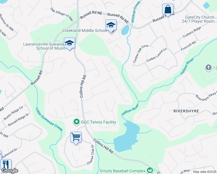 map of restaurants, bars, coffee shops, grocery stores, and more near 41 Bentridge Ct in Lawrenceville