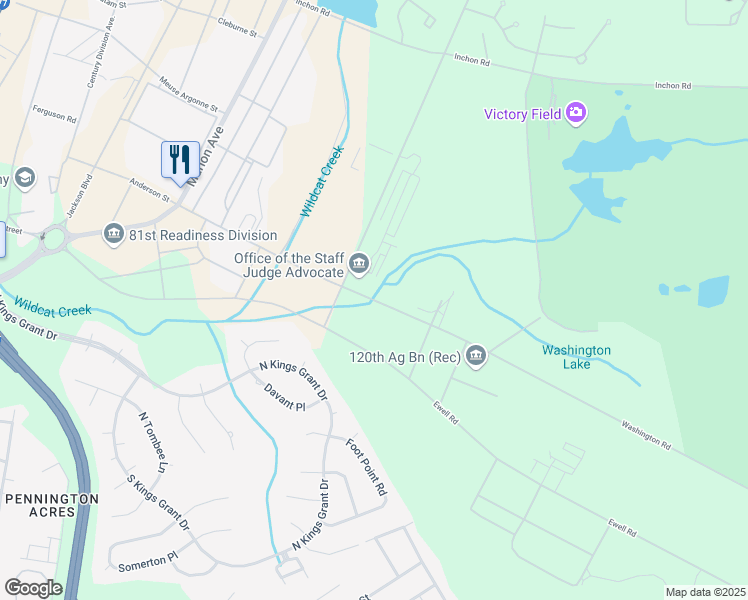 map of restaurants, bars, coffee shops, grocery stores, and more near 1892 Washington Road in Columbia