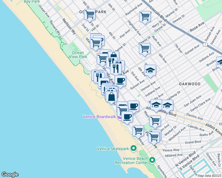 map of restaurants, bars, coffee shops, grocery stores, and more near 30 Dudley Avenue in Los Angeles