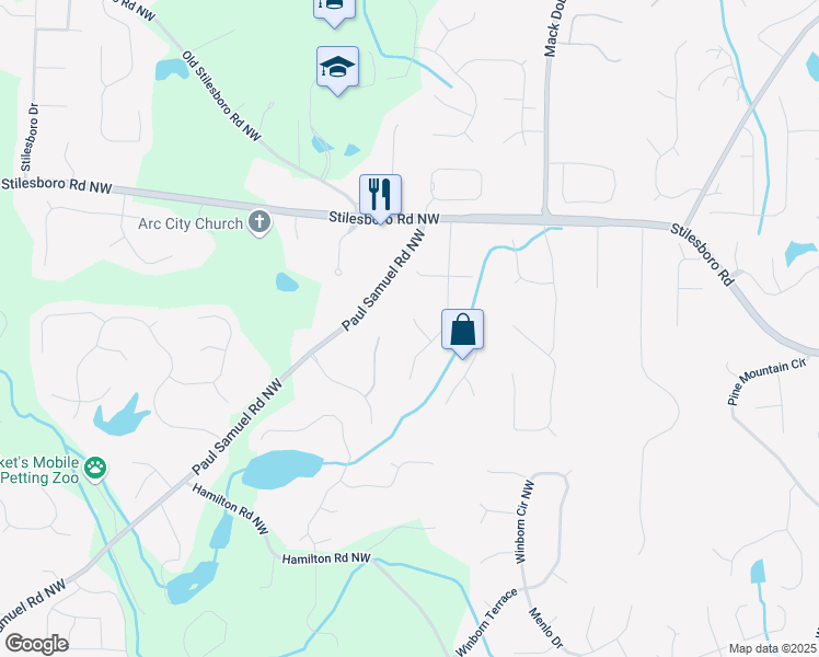 map of restaurants, bars, coffee shops, grocery stores, and more near 3525 Sir Johns Court Northwest in Kennesaw