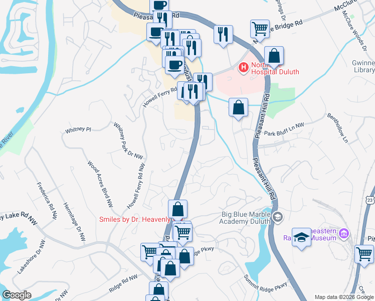 map of restaurants, bars, coffee shops, grocery stores, and more near 3728 Berkeley Crossing in Duluth