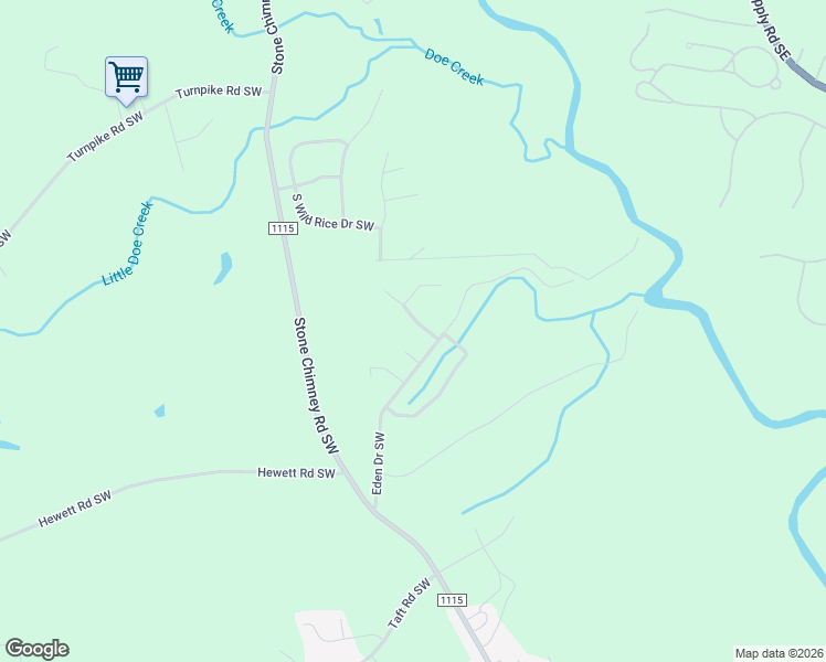 map of restaurants, bars, coffee shops, grocery stores, and more near 624-628 Eden Drive Southwest in Brunswick