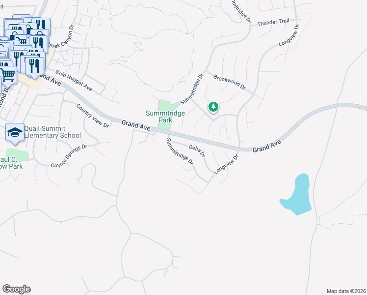 map of restaurants, bars, coffee shops, grocery stores, and more near 24230 Delta Drive in Diamond Bar