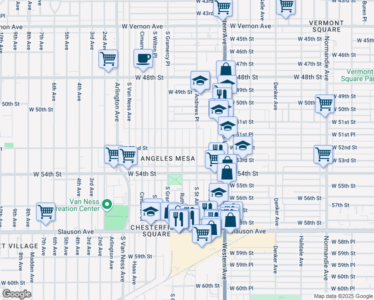 map of restaurants, bars, coffee shops, grocery stores, and more near 5224 Ruthelen Street in Los Angeles