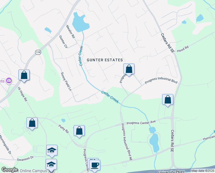 map of restaurants, bars, coffee shops, grocery stores, and more near 684 Sunny Field Lane in Lawrenceville