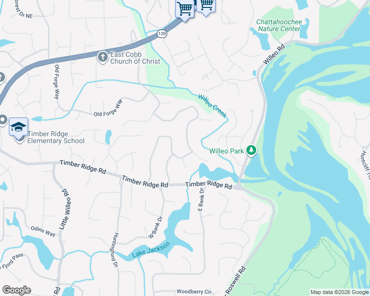 map of restaurants, bars, coffee shops, grocery stores, and more near 1859 Jacksons Creek Drive in Marietta