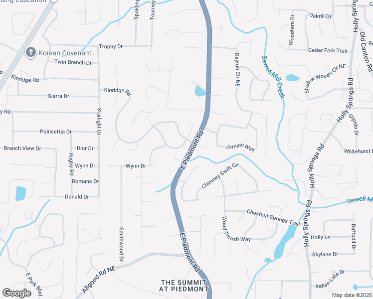 map of restaurants, bars, coffee shops, grocery stores, and more near 1780 East Piedmont Road in Marietta