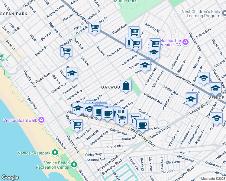 map of restaurants, bars, coffee shops, grocery stores, and more near 626 Broadway Street in Los Angeles