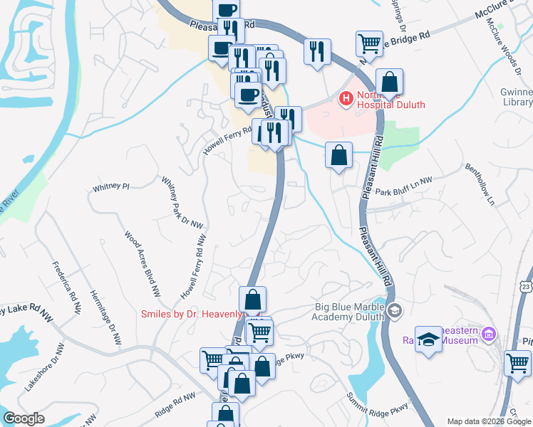map of restaurants, bars, coffee shops, grocery stores, and more near 3728 Berkeley Crossing in Duluth