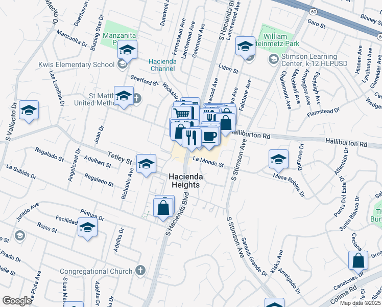 map of restaurants, bars, coffee shops, grocery stores, and more near in City of Industry