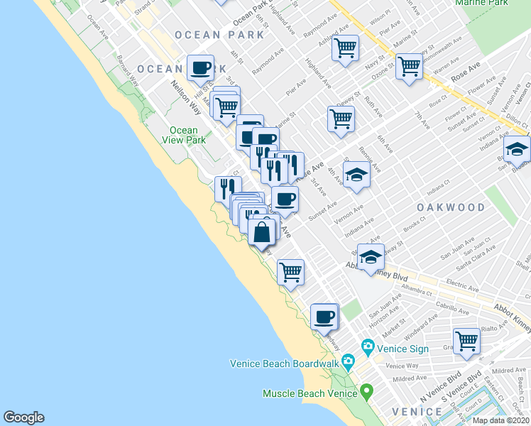 map of restaurants, bars, coffee shops, grocery stores, and more near 49 Dudley Avenue in Los Angeles