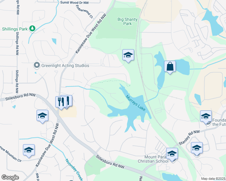 map of restaurants, bars, coffee shops, grocery stores, and more near 2408 Rosapenna Lane Southwest in Kennesaw
