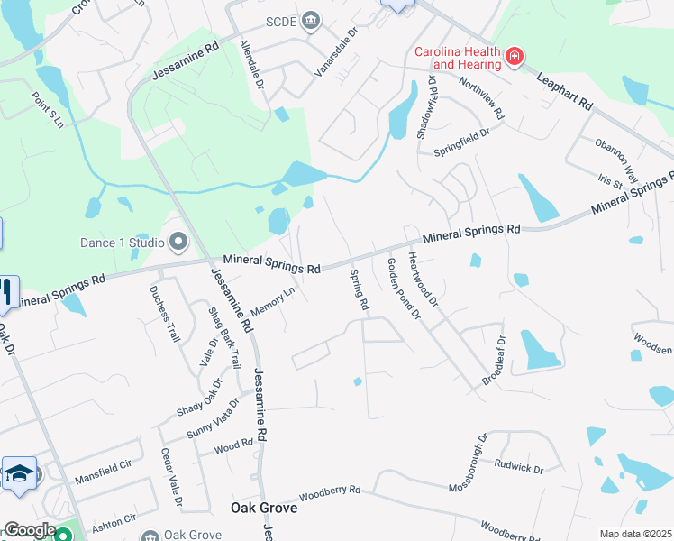 map of restaurants, bars, coffee shops, grocery stores, and more near 3980 Mineral Springs Road in Lexington