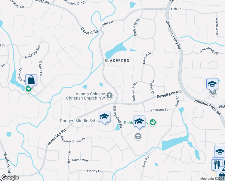 map of restaurants, bars, coffee shops, grocery stores, and more near 1839 Bill Murdock Road in Marietta
