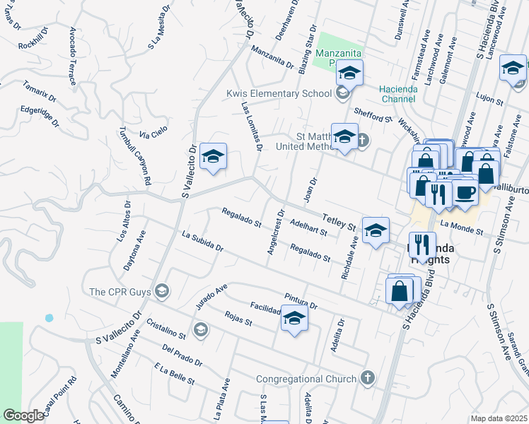 map of restaurants, bars, coffee shops, grocery stores, and more near 2326 Jurado Avenue in Hacienda Heights